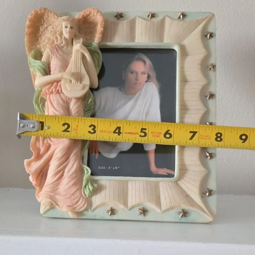 Angel Figurine Photo Frame - Cream and Pink